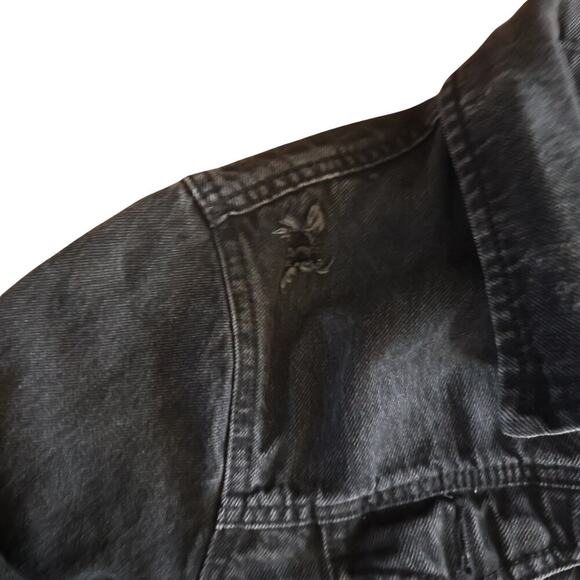 Buffalo David Bitton Black Denim Jacket Distressed Rodeo Western Cowgirl Size M - Picture 7 of 12